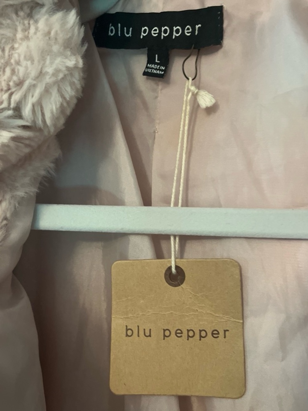 Blu Pepper Light Pink Teddy Jacket with Faux Fur Trim